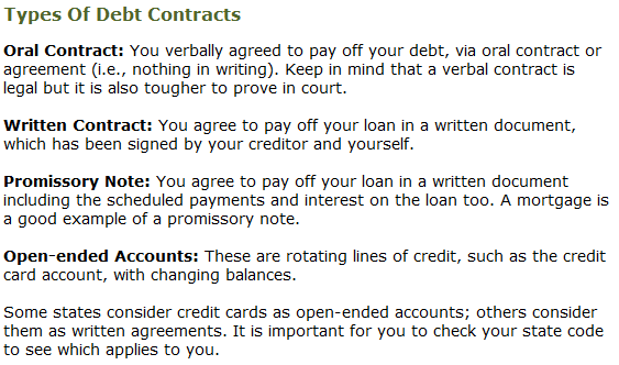 types of debt contracts