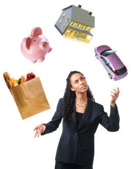 woman juggling expenses and debt